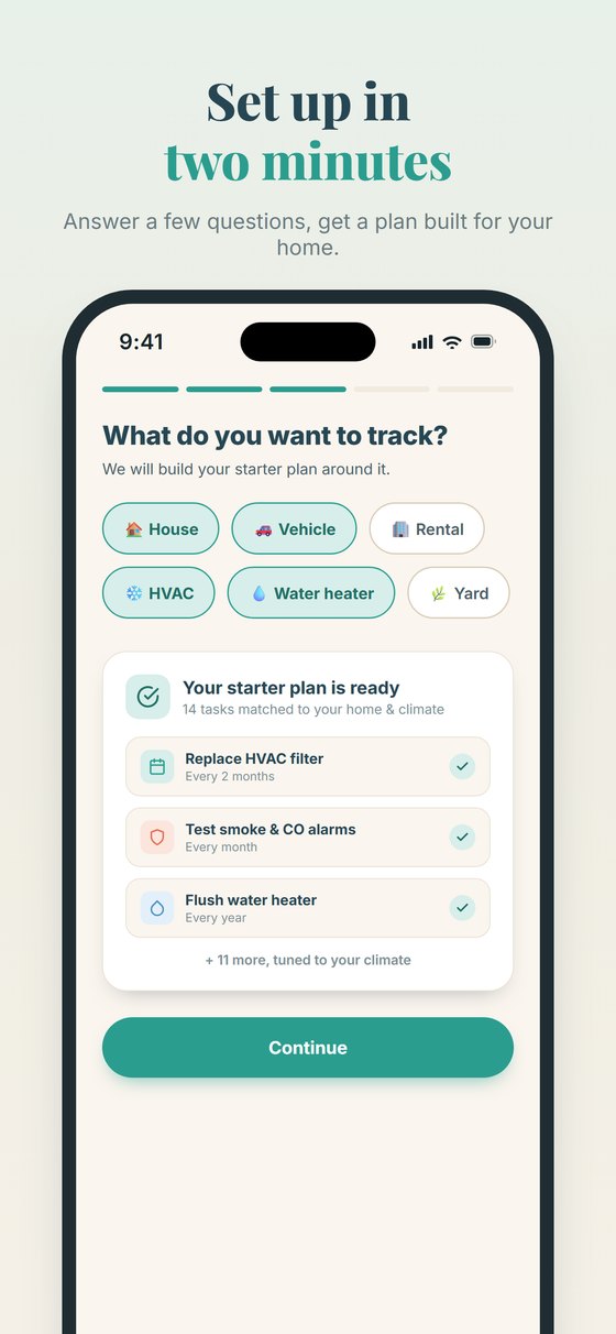 Two-minute setup choosing what to track