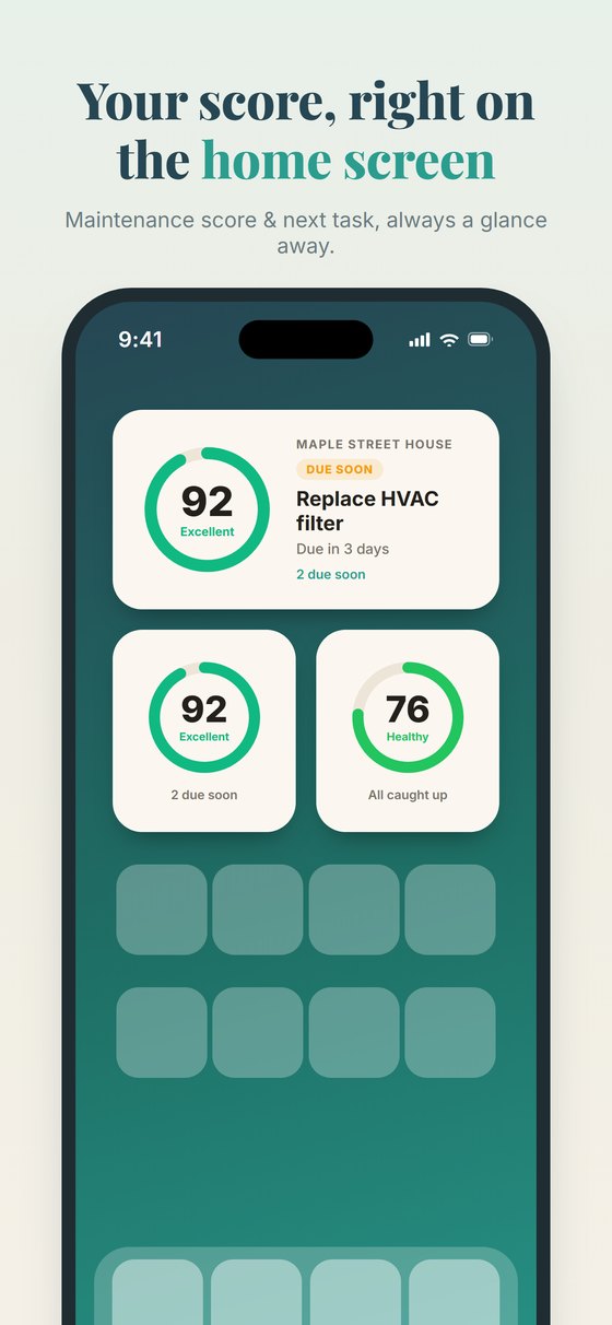 Home-screen widget showing your score and next task